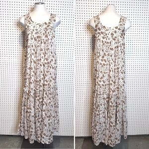 Daughters of India | Lopa Maxi Dress, Floral Cotton Tiered Sleeveless Sz. XS